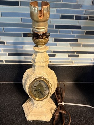 Vintage DELUXE CLOCK CO. Heart Beat Table Lamp Clock Collectible NY USA c1900s