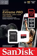 SANDISK Extreme PRO 512GB Micro SDHC Class 10 V30 A2 UHS-I U3 Memory Card