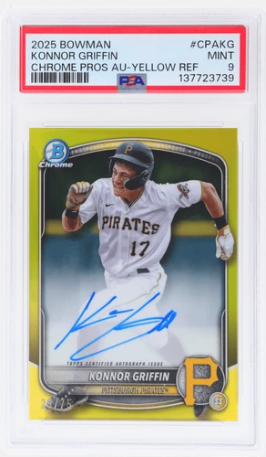 2025 Bowman Chrome Konnor Griffin Prospect Auto Yellow Refractor #CPAKG PSA 9