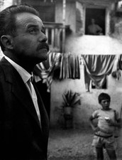 Italian writer poet Elio Bartolini in courtyard of his grandmother- Old Photo