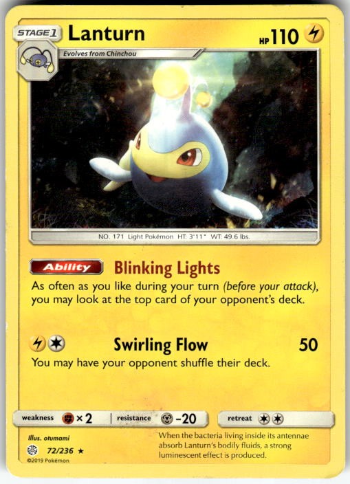 Lanturn 72/236 Rare Cosmic Eclipse Pokemon Heavily Played