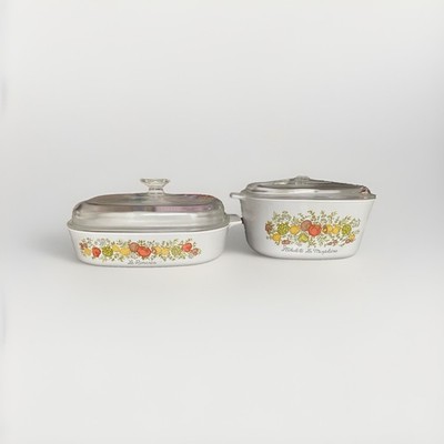 CorningWare Vegetable Print Casserole Ceramic 2 Piece Set w/ Lids