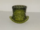 Fenton Top Hat Green Glass Daisy & Button Mid Century Modern MCM Large LE Smith