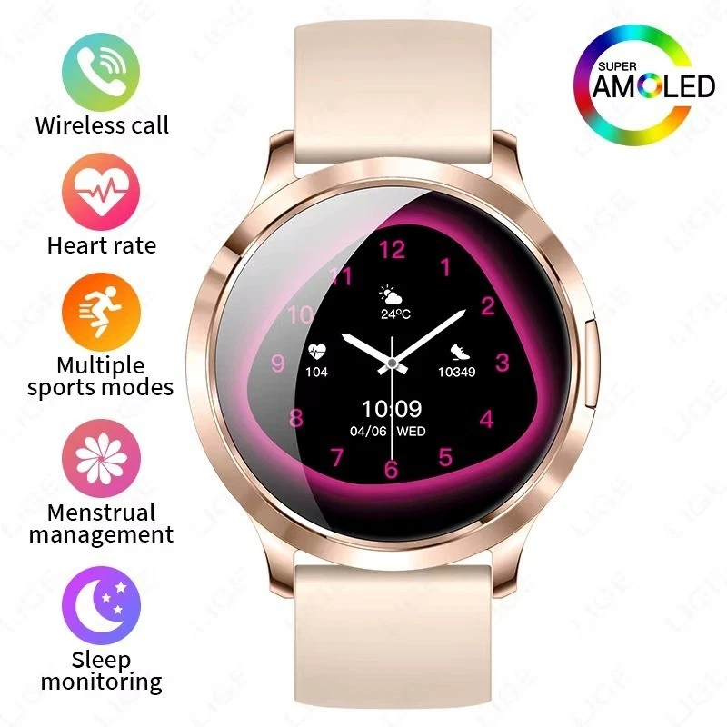 LIGE New Ultra-thin AMOLED HD Screen Smart Watch Women Custom Watch Face ML05C