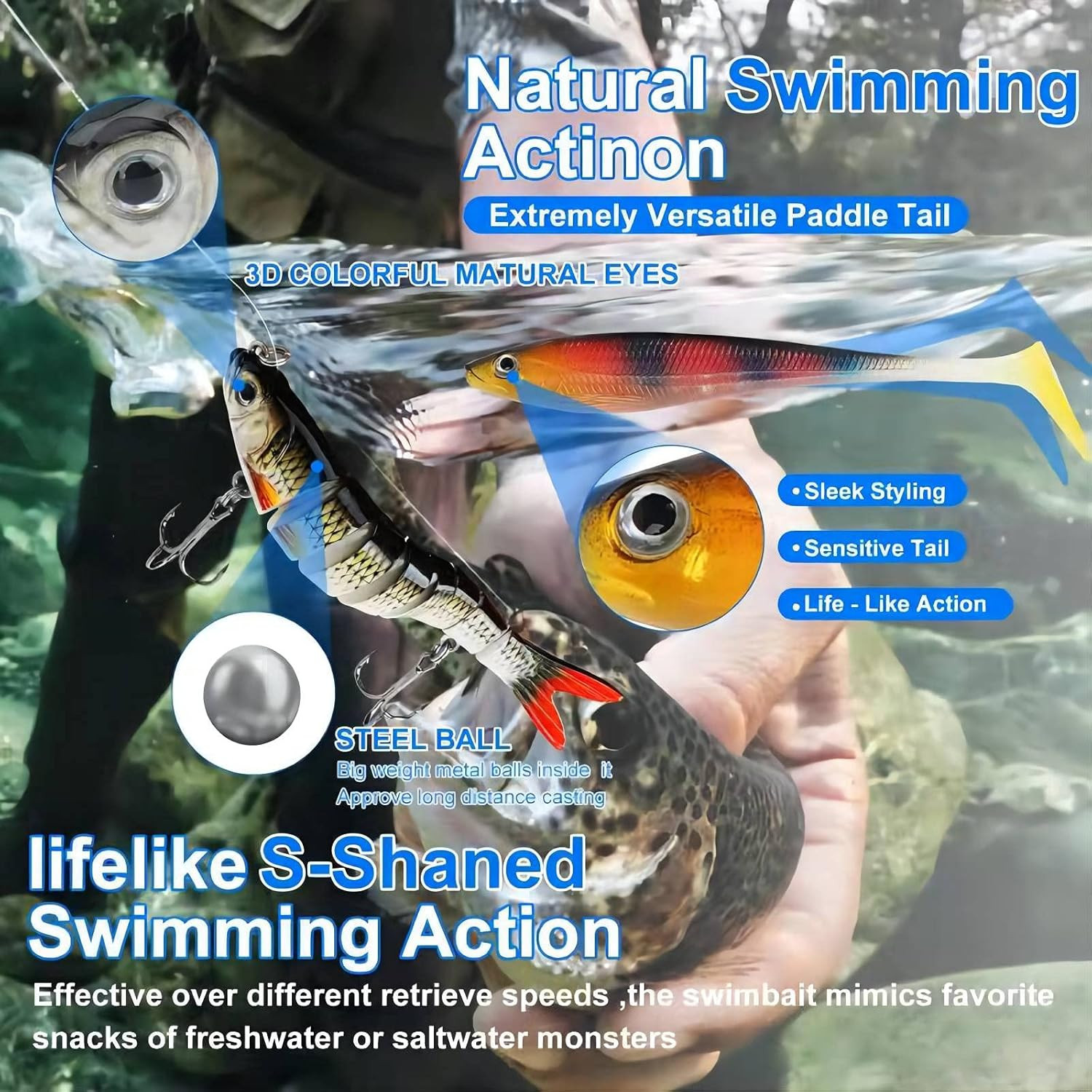 Fishing Lures Tackle Box Bas Kit Including Animated Lure,Crankbaits,Spinnerbait - Image 2