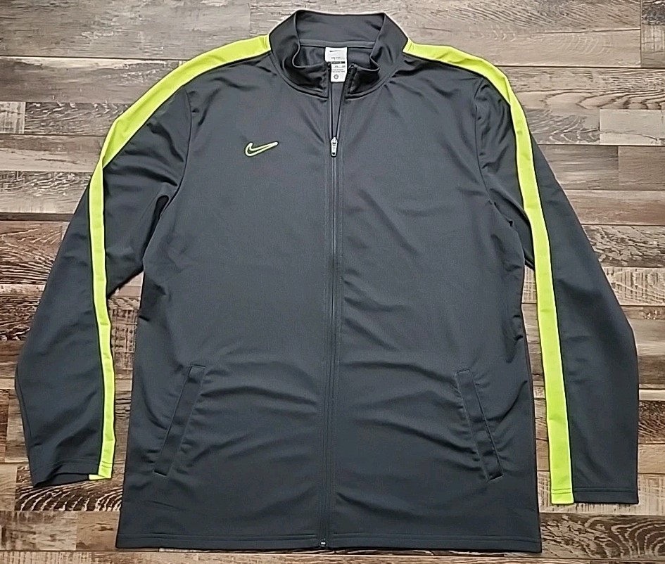 Nike Jacket Mens 2XL Gray Dri FIT Full Zip Performance Athletic Track Slim Fit