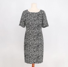 NWT TALBOTS $169 Black White Animal Print Sheath Dress Cocktail Crepe Size 8
