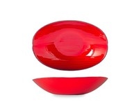 H&h Ovale Centrotavola Aus Glas Seideneffekt Rot 30X20,5 Cm