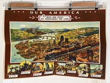 1942 Coca Cola Our America Steel Large School Educational Poster Americana