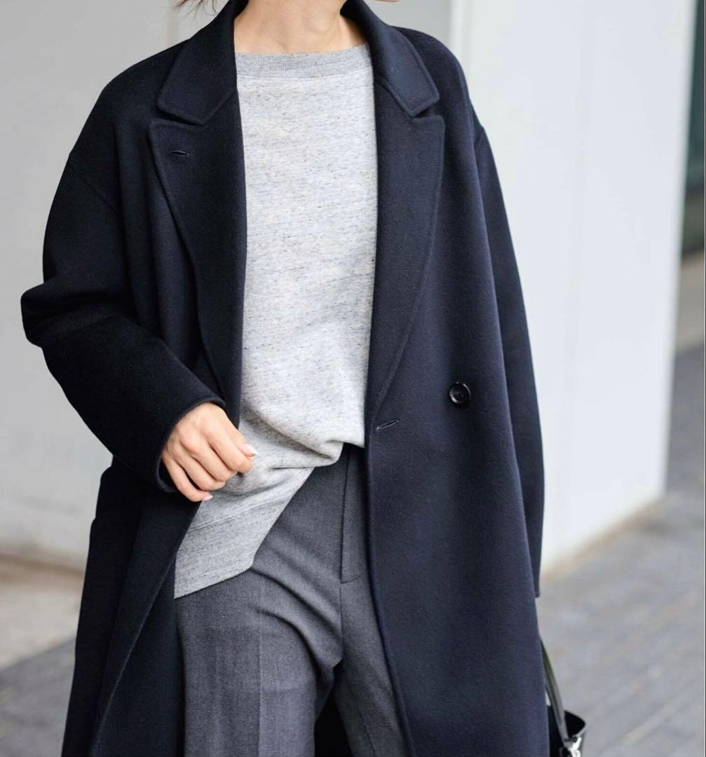 FRAMeWORK SUPER160 s Double Breasted Coat Navy 38 - image 4