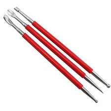 3 PCS Stainless Steel Leather Point Stylus Modelling Carving Spoon Tools