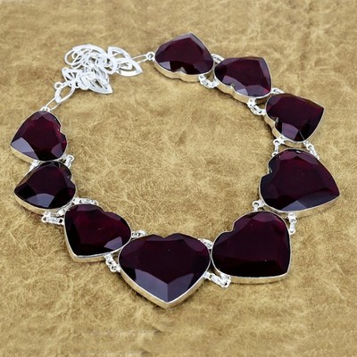 Natural Mozambique Garnet Gemstone Necklace 925 Sterling Silver Handmade Jewelry