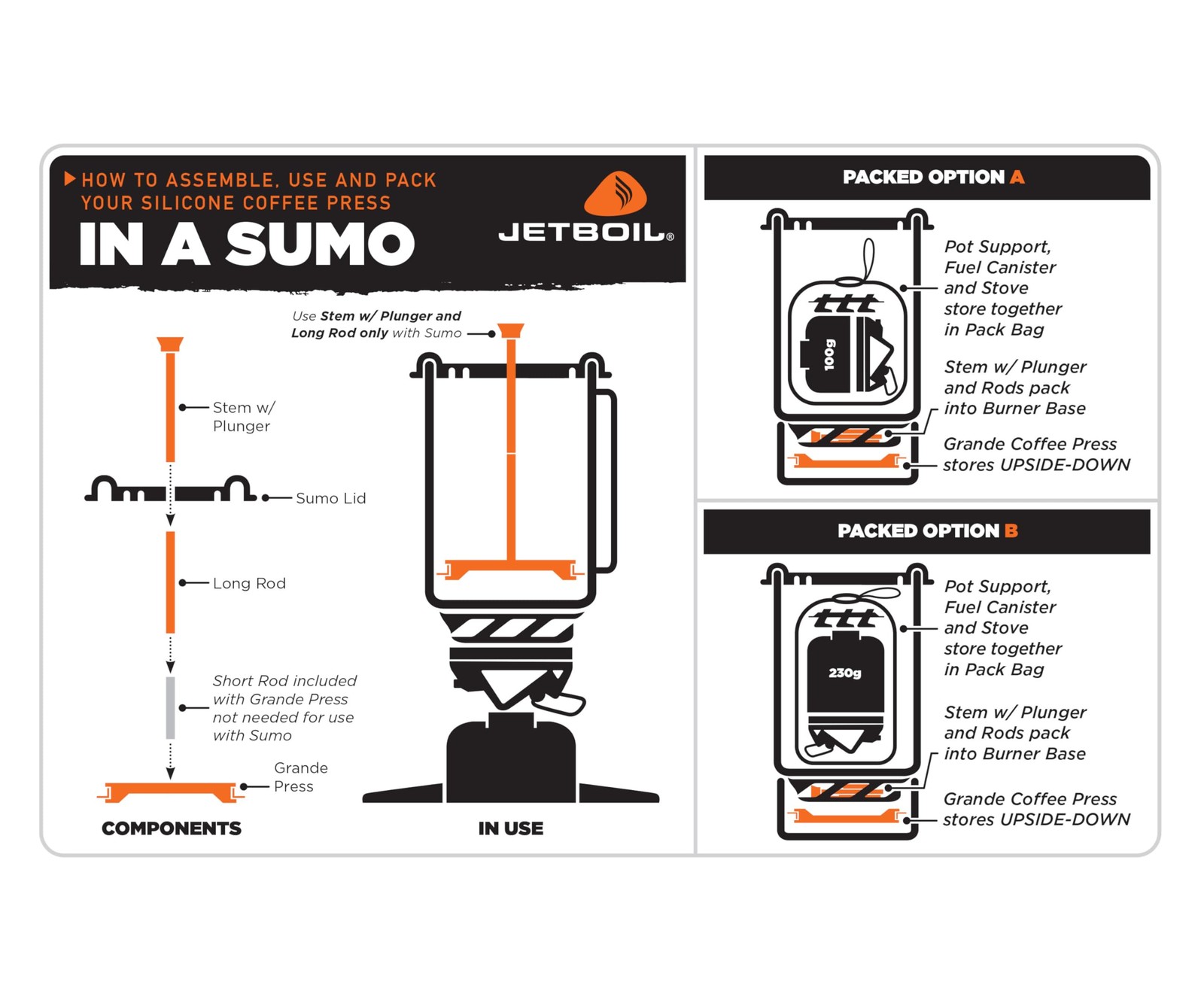 Jetboil Silicone French Press Coffee Maker Camping and Backpacking Stoves,