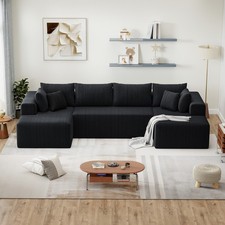 132'' Modular Boneless Couches Cloud Couch U-Shaped Sectional Sofa