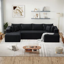 132'' Modular Boneless Couches Cloud Couch U-Shaped Sectional Sofa