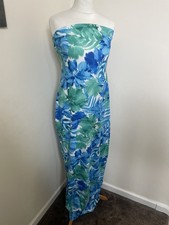 Womans Boohoo Blue Summer Strapless Maxi Dress UK Size 16