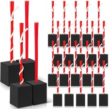 Shappy 24PCS Baseball Field Base Plugs Heavy Duty Rubber Anchor w/ Tassels Red