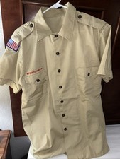 Boy Scout BSA UNIFORM SHIRT Mens Large Tan Short Sleeve D13