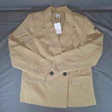 A New Day Women Beige Double Breasted Blazer Jacket Tan Recycled Poly S NWT