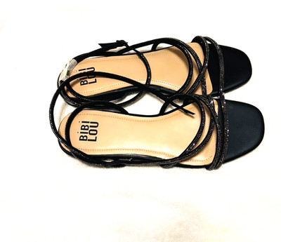 Bibi Lou Women's Black  Ankle Straps Sandals Open Toe Size 40  Slip on flat