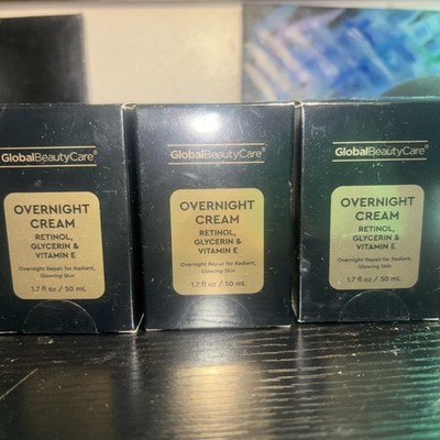 Global Beauty Overnight Cream with Retinol Glycerin Vitamin E 1.7Oz SEALED LOT 3