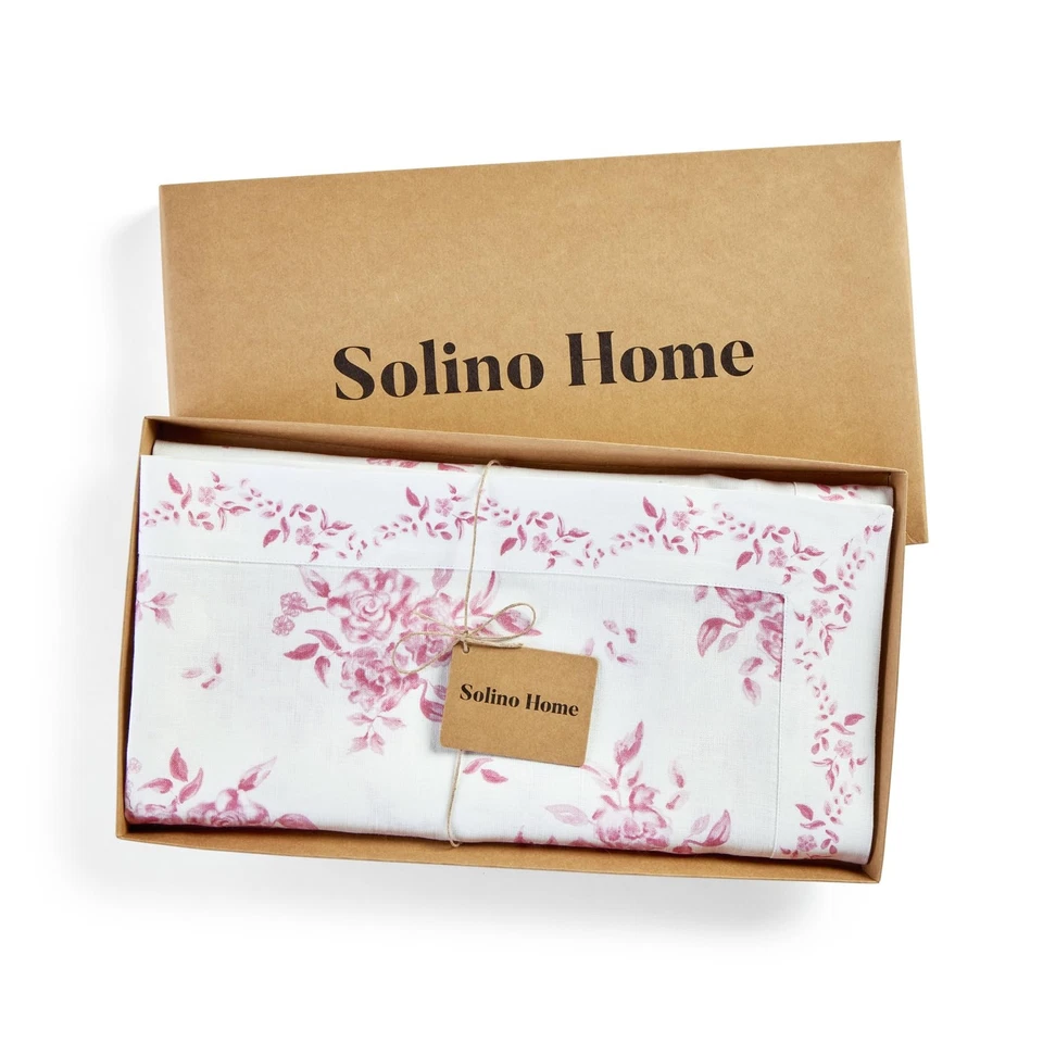 Pink Floral Print Tablecloth 52 x 52 Inch - 100% Pure Linen Tablecloth - Farm... - Image 4 of 4