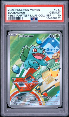 2026 POKEMON MEP FIRST PARTNER ILLUSTRATION COLLECTION #037 BULBASAUR PSA 10