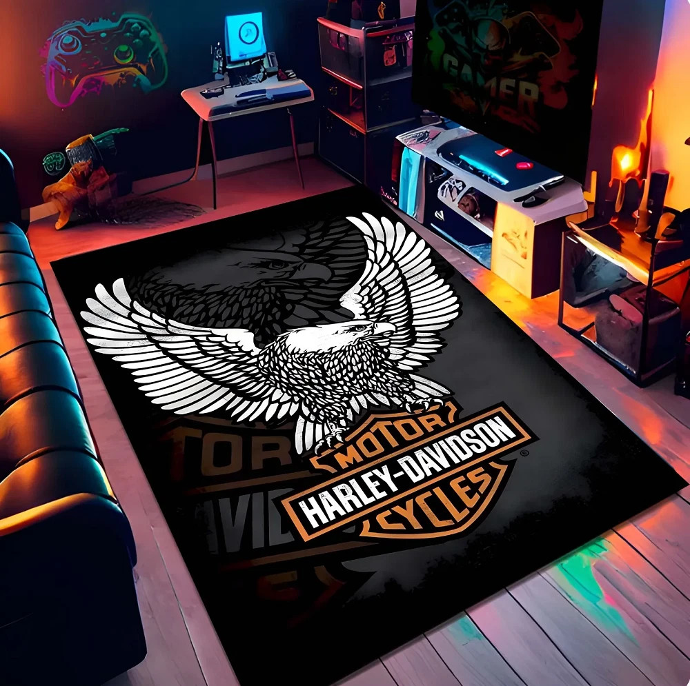 Harley Davidson Rug, Legendary Motorcycle Premium Rectangle Rug