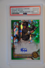 2022 Bowman Yendry Rojas Green Atomic Refractor Auto /99 CPA-YR PSA 10 Padres