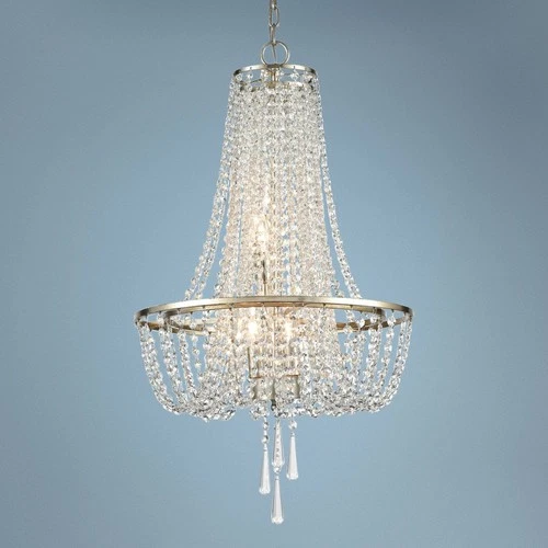 Crystorama Arcadia 18"W Antique Silver Crystal Chandelier - Picture 1 of 8