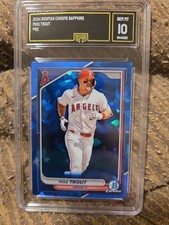 2024 Topps Bowman Chrome Sapphire Mike Trout #82 Gem Mint 10 Los Angeles Angeles