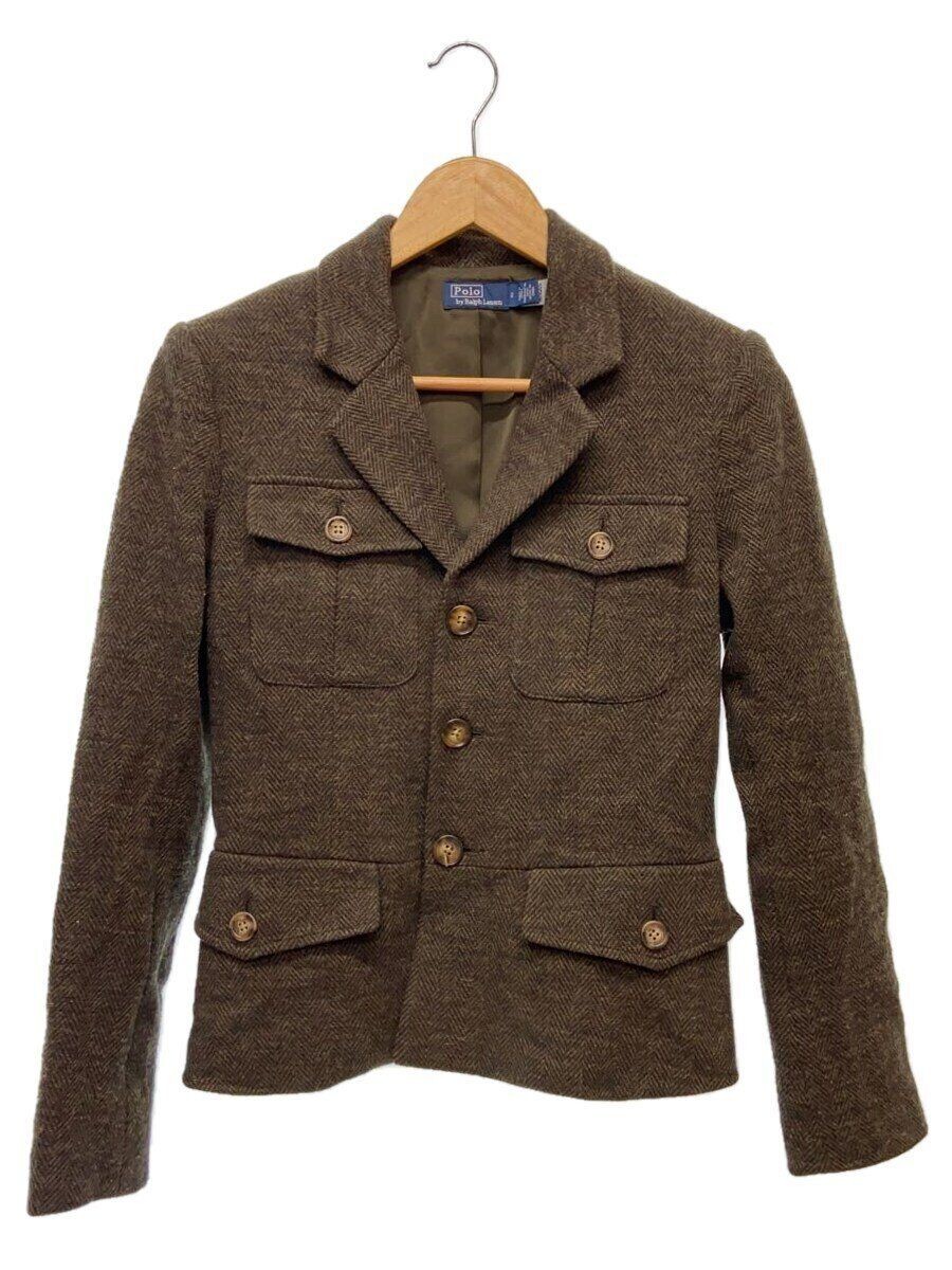 Giacca blazer RALPH LAUREN altra spina di pesce con cintura 2 cotone marrone usata