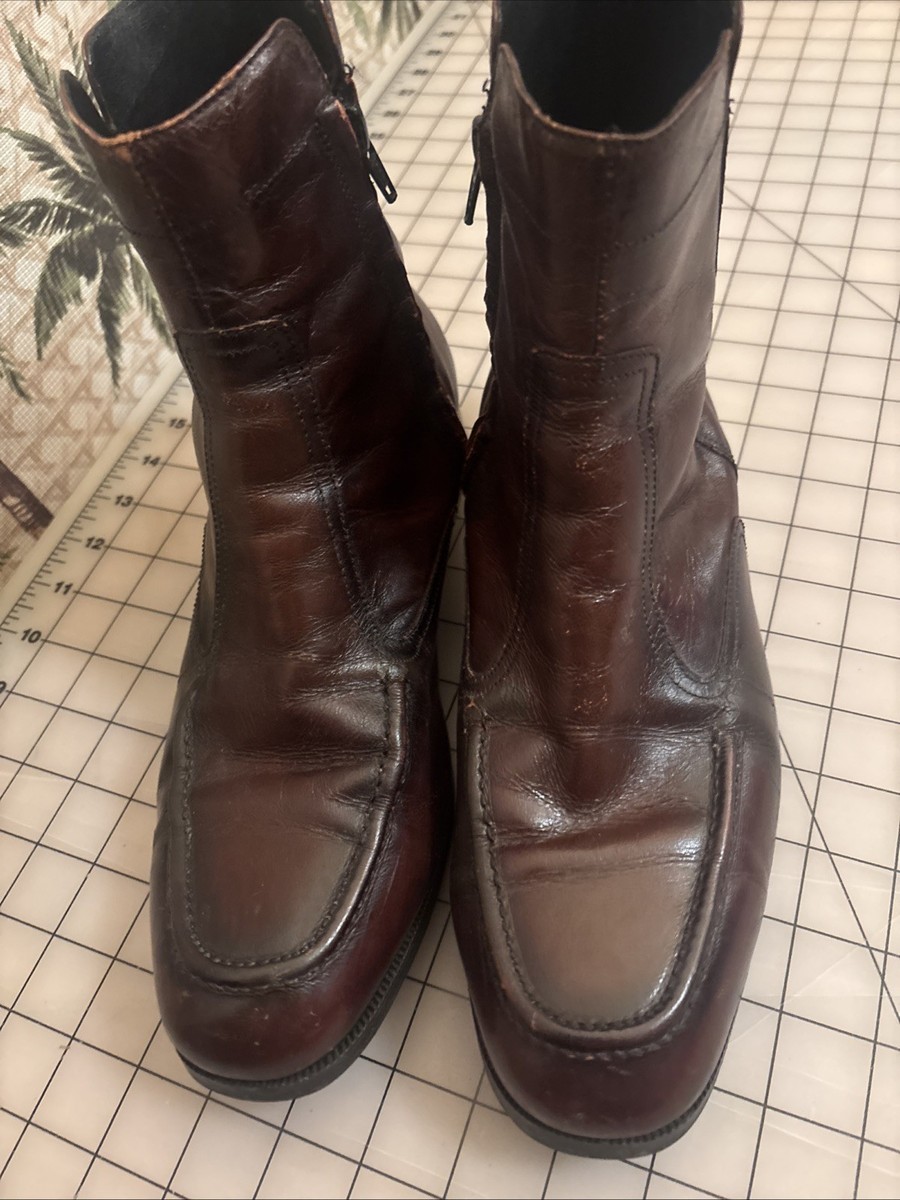 Vintage FLORSHEIM Leather Side Zip Reddish Brown Beatle  display picture 2