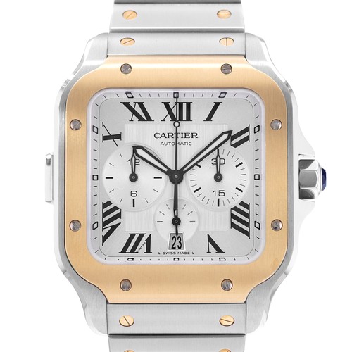 Cartier Santos W2SA0008 4183 44mm Silver Roman Dial Steel Yellow Gold Card 2020