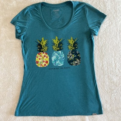 Cariloha Teal pineapple graphic tee women Cayman Islands XL Bamboo