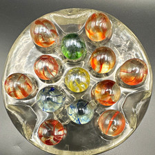 Vintage Foreign Caged Cats Eye Lot of 13 Glass Marbles Machine Made 2
