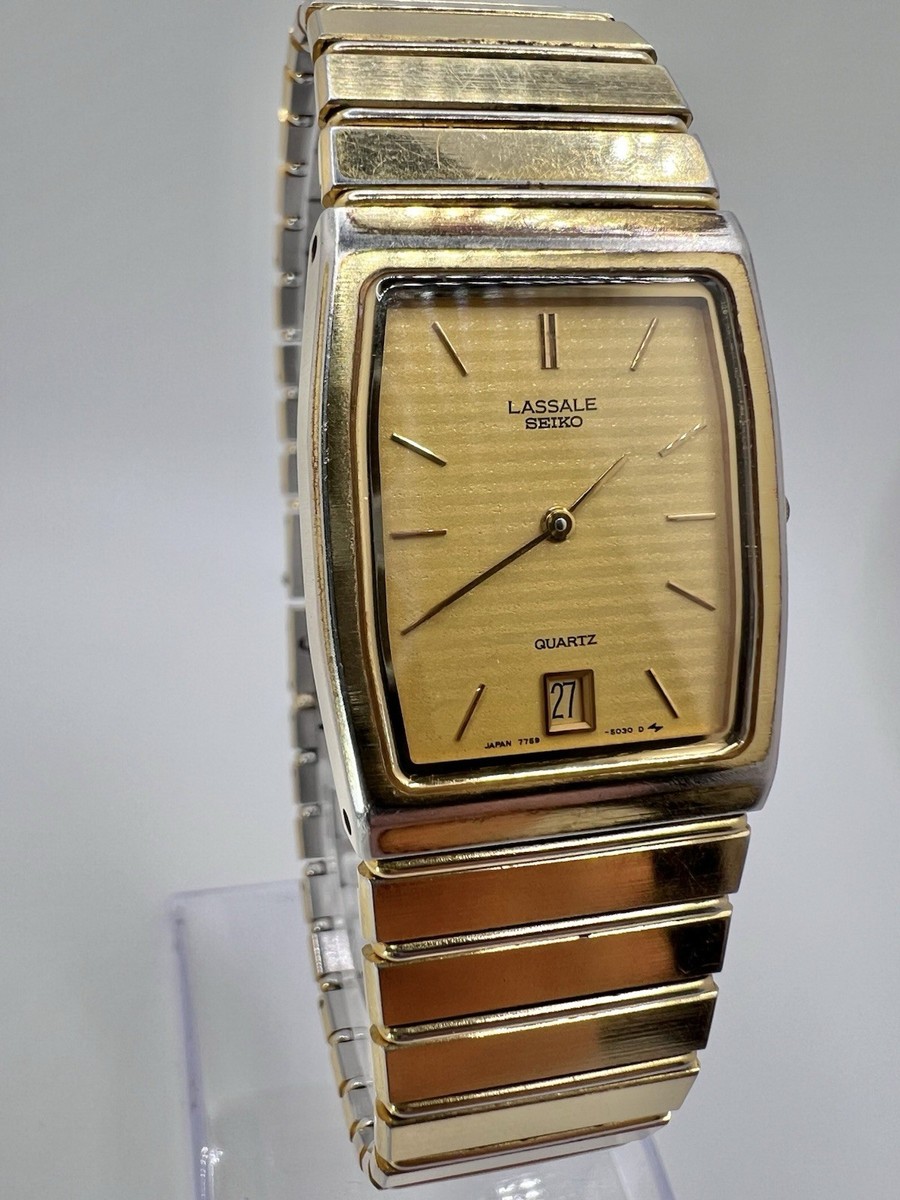 Men's Vintage Gold Tone Seiko Lassale Tank Thin Watch Classy