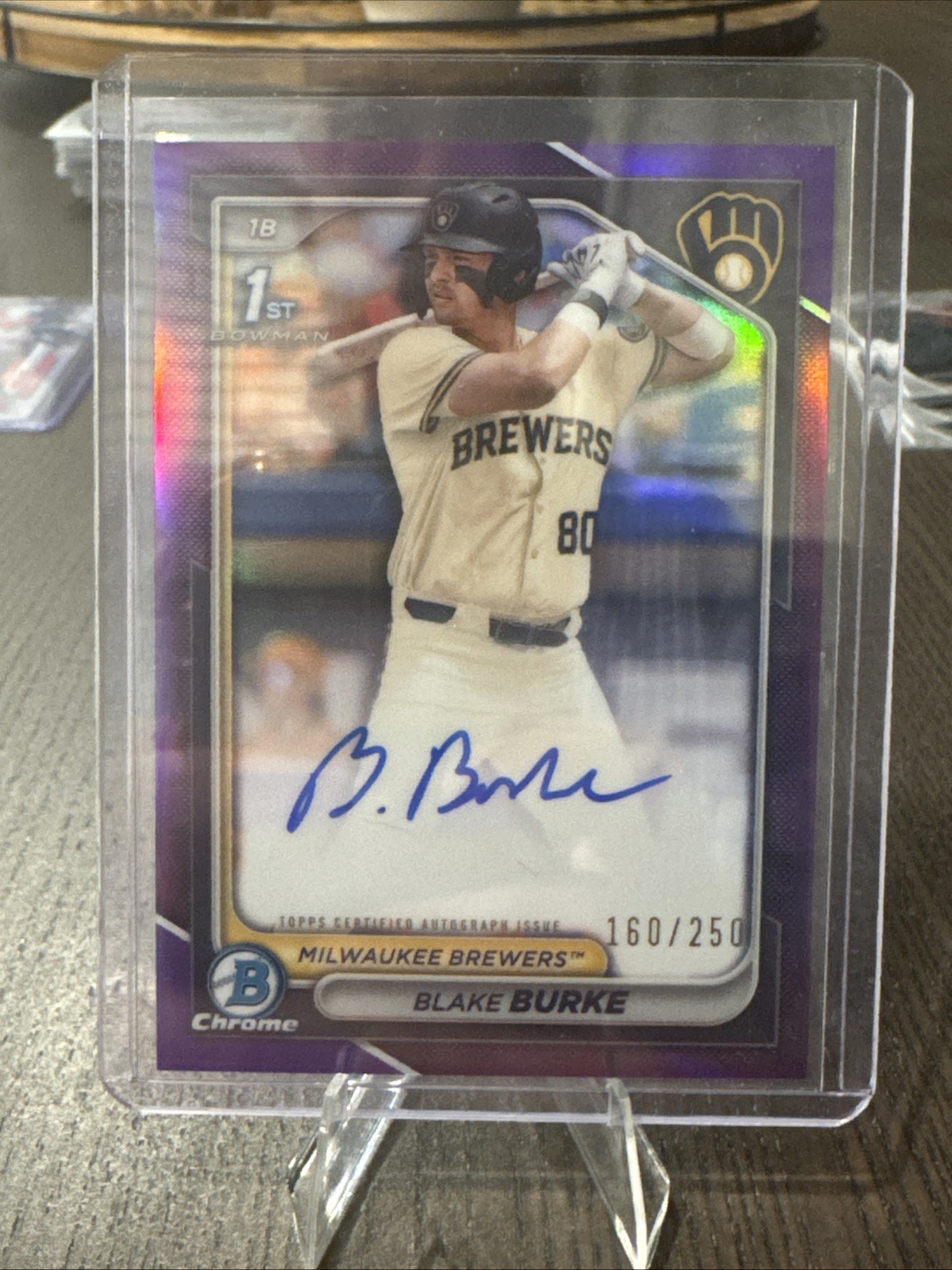 2024 Bowman Draft Blake Burke Chrome Auto purple Refractor 1st 160/250
