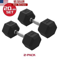 Rubber Hex Dumbbell Set Solid Steel Handles Non-Slip Grip Home Gym New