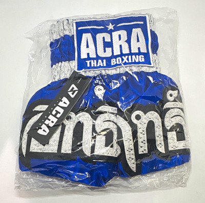 ACRA Muay Thai Boxing Shorts Men s Small Blue Black Silver Kickboxing MMA New