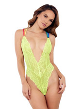 Pure Romance Lace Teddy w/Rainbow Straps - L/XL plus Free Gift included