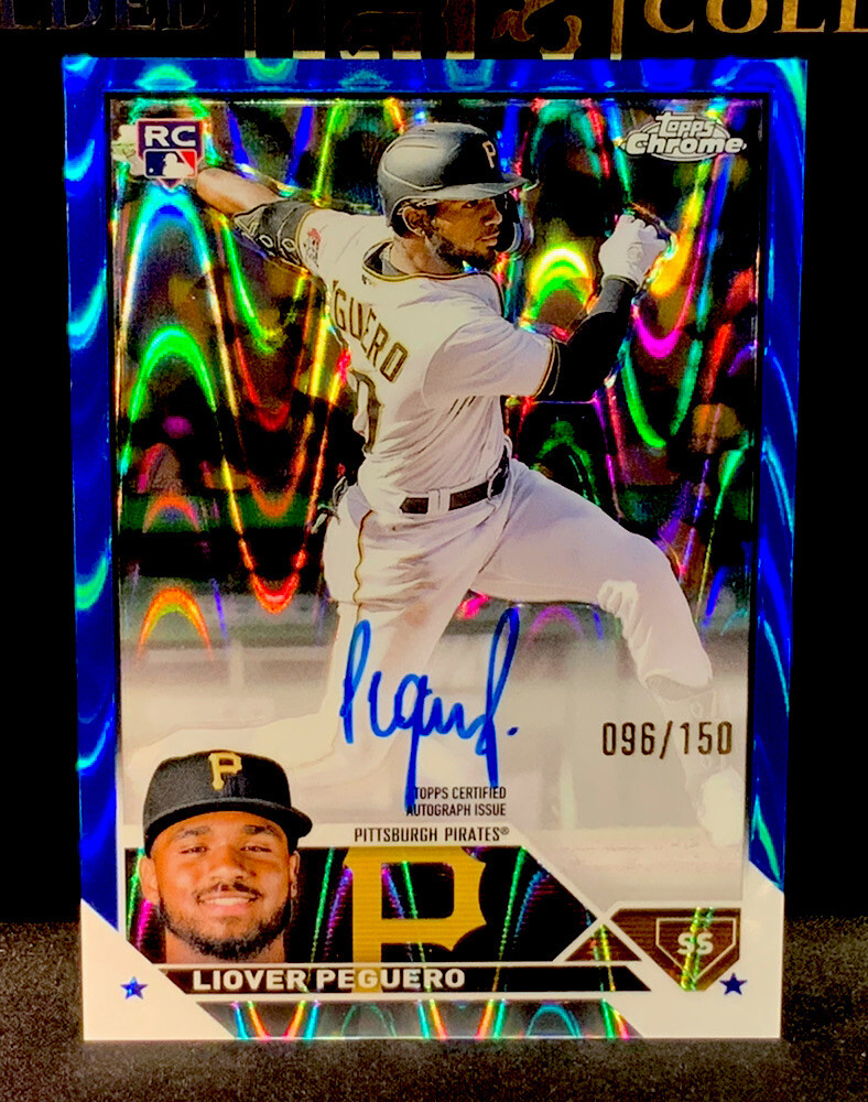 2023 Topps Chrome Liover Peguero Blue RayWave Refractor Auto /150 Pirates Rookie