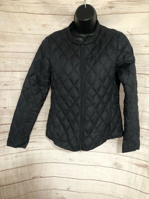 Millet Women s Blue Rhombus Quilted Round Neck Full Zip Jacket Size 90 (EUR M)
