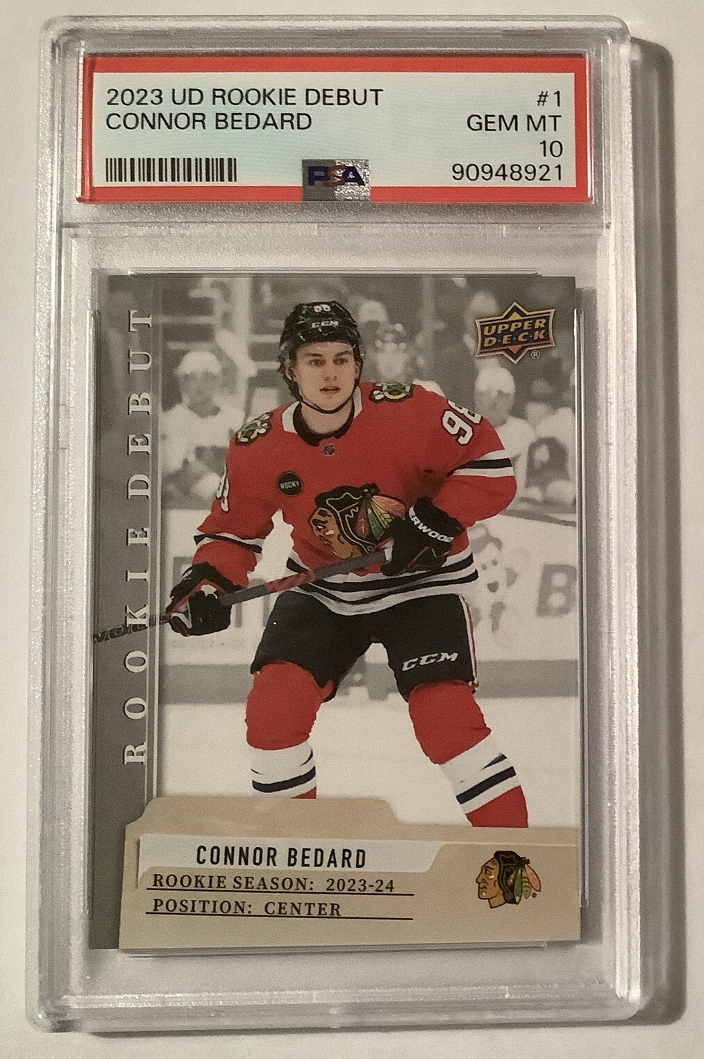 2023-24 Connor Bedard Upper Deck Rookie Debut #1 PSA 10 GEM MT