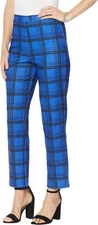 Antthony Boss Lady Plaid Pull-On Pant Cobalt XS NWOT (897)