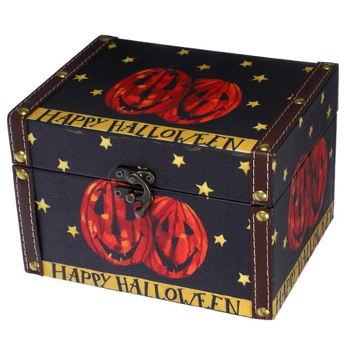 Wooden Halloween Storage Box Candy Ghost Festival Gift Organizer eBay