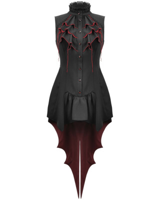 Dark IN Love Scuro Gotico Foulard a Pipistrello Dalla Coda Abito - Rosso e Nero