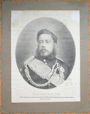 1875 large Bufford's Engraving ~ King David KALAKAUA ~ Sandwich Islands ~ HAWAII