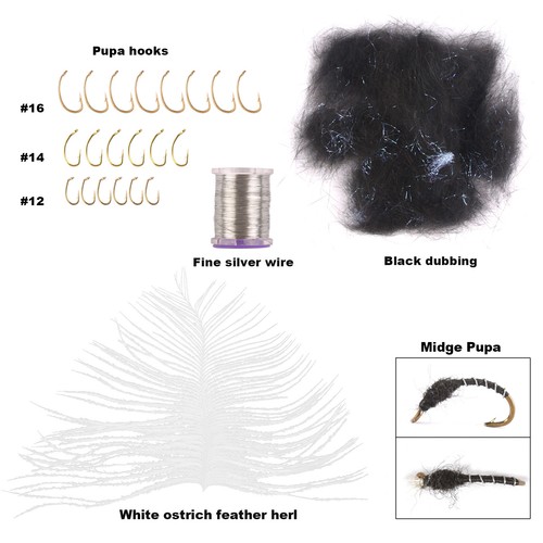 Fly Tying Kit with Box Natural Feather & Dubbing & Hooks & Beads & Lead & Tools - Picture 7 of 11