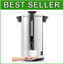 Heavy-Duty 100-Cup Stainless Steel Coffee Maker with Reusable Filter - 16 Liters